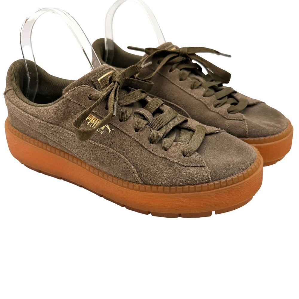 Puma Olive Green Suede Athletic Shoes